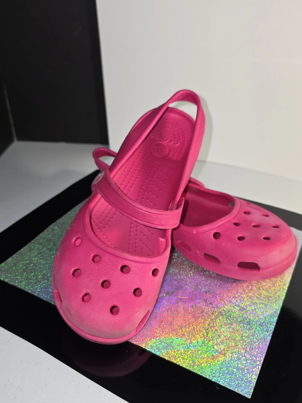 CROCS Shayna Hot Pink Mary Jane-Style Clog with Back Strap Big Girls Sz 6